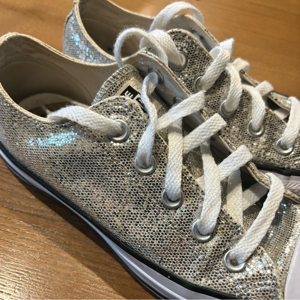 Sparkly Silver Converse shoes